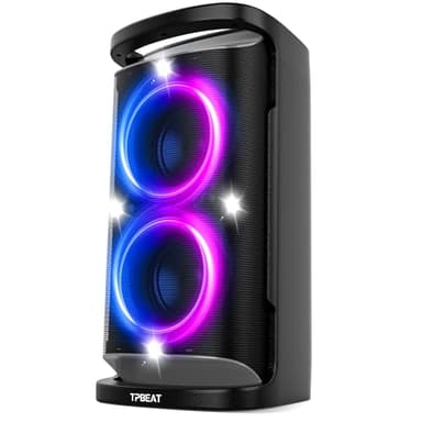 TPBEAT Enceinte Bluetooth Puissante, 160W Partybox, Loud Son- Super Bass, Grosse Party Haut Parleur Bluetooth de lumière LED, Charge Rapide, MIC& Guitare IN,TF,U-Disk, AUX, EQ, pour Party, Extérieur