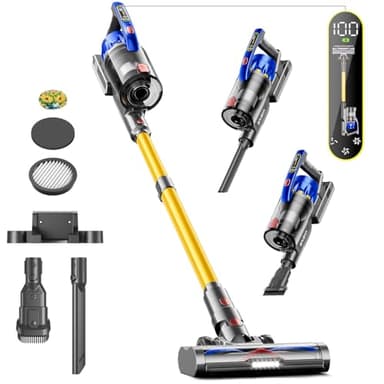 Anyson Aspirateur Balai sans Fil, 45kPa/550W/60Mins Aspirateur sans Fil, Écran OLED Intelligent, Conception à Double Poignée, Brosse à Sol Anti-emmêlement, Adapté aux Poils d'animaux/Tapis/sols durs
