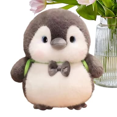 Générique Jouet en Peluche Pingouin,avec Design De Nœud Et De Sac À Dos | Jouet Pingouin Design Sac À Dos Hauteur 25 Cm | pour Adultes Adolescents Mère Petite Amie Petit Ami Noël Hiver Fête Fête