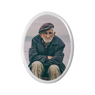 Plaque Funéraire Personnalisée en Porcelaine Pierre Tombale Cimetière Cadre Photo Personnalisé en Céramique Portrait Commémoratif Personnalisé d'Intérieur DIY Cadeau de Vieil Homme Mère Père Animal