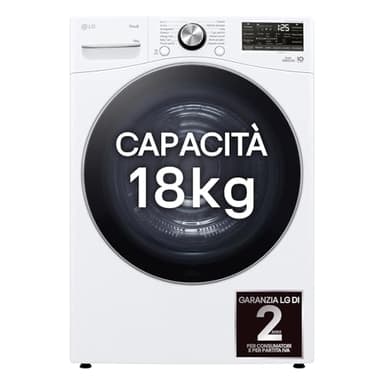 LG RH18U8AVCW Séchoir intelligent 18 kg, classe A+++, pompe à chaleur double onduleur, moteur direct lecteur, intelligence artificielle AI Dry, condensateur autonettoyant, Wi-Fi, série U8, blanc