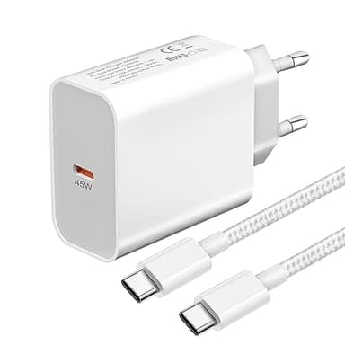 Chargeur Secteur USB C 45W et Cable pour Samsung S24 Ultra/S24 Plus/S23+/S25 Ultra/S23 FE/S22,A54 A25 A34 A53 A33 A23 5G Galaxy Note 20,Z Fold 4 5,Tab S7 S8 S9,Type C Prise de Charge Rapide Adaptateur
