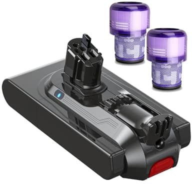 Keeenstone Batterie pour Dyson V11/V15/Outsize (Modèle à Clipser) - Compatible V11 Absolute/Animal/Torque Drive Extra, V15 Detect/Submarine - 2 Filtres Lavables Inclus