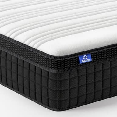 SuiLong Matelas Hybrid 160x200, 25cm Épaisseur, Ressorts Ensachés Mousse à Mémoire de Forme, Confort Mi-Ferme, Multicouches Extra Confort 7 Zones, Oeko-tex