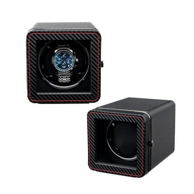 Mcbazel Montre à Remontage Automatique Rectangulaire, Boîte Élégante à Remontage Automatique Simple, Moteur Silencieux, 4 Modes de Rotation, Boîtier en Cuir PU Rectangulaire avec Lumière LED - Fibre d