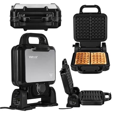 ZEEGMA GOFREE CHEF Gaufrier Haute Puissance 1200 W pour Gaufres Belges, Double Revêtement Antiadhésif, Contrôle de la Température, Indicateur de Cuisson, Gaufres Épaisses, Grille Profonde (CHEF PRO)