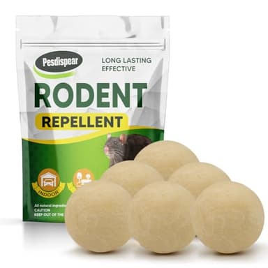 Pesdispear Repulsif Souris, Anti Rats, Anti Souris Anti Rongeur Intérieur et Extérieur Plus Efficace que les Ultrasons Anti Souris et Piege a Souris Boules 6 Pack