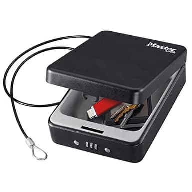 MASTER LOCK Petit Coffre-fort [Combinaison] [Avec Câble] P005CEURBLKHRO – Idéal pour argent, smartphones, bijoux, passeports, etc.