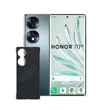 HONOR 70 Telephone Portable + Coque, Smartphone 5G 8+256 Go, Écran 6,67" OLED Incurvé 120 Hz, Triple Caméra 54 Mpx, Android 12, Batterie 4800mAh, Supercharge 66 W, Vert