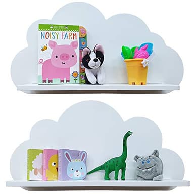 Lot de 2 étagères flottantes en forme de nuage pour chambre d'enfant Motif chambre d'enfant Blanc Gris Bleu Rose