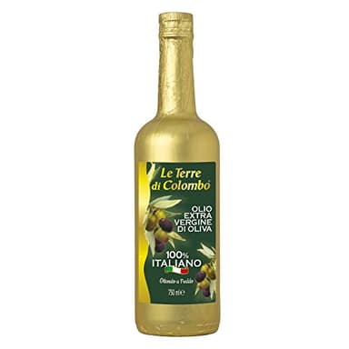 Le Terre di Colombo – Bouteille d'Huile d'Olive Extra-Vierge 100 % Italienne - Emballage doré - 0.75 L