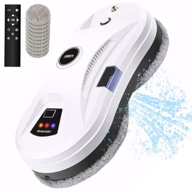 Memows Robot Nettoyeur de Vitre, Robot Laveur de Vitre Automatique avec Pulvérisation d'eau, Robot Lave Vitre 5600pa de Aspiration puissante, Navigation Intelligente, avec Télécommande et 10 Chiffons