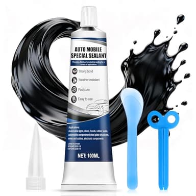 Colle Pare Brise Voiture, Colle Carrosserie Voiture, Colle a Pare Brise Noir, Résistant a L'eau Hautes Températures, Forte Adhérence, Convient Portières, Fenêtres Autres Pièces Automobiles, 100ml