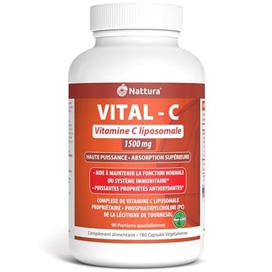 Vitamine C Liposomale 1500 mg - 180 Capsules végétariennes - Complexe Liposomal C breveté haute puissance avec lécithine de tournesol