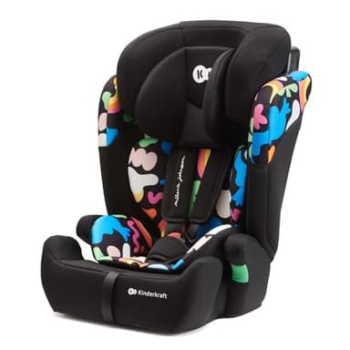Kinderkraft COMFORT UP i-Size 76 et 150 cm, Siège auto bébé Groupe 1/2/3 de 9 à 36 kg, 15 mois à 12 ans, Têtière ajustable, 11 niveaux de réglage, Harnais de sécurité, Housse amovible, Happy Shapes