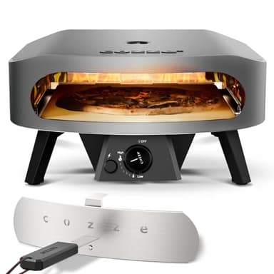 Cozze® 17" Four à Pizza CLASSIC | Gaz 30 mbar | Grande pierre en cordiérite incluse | Double chambre en acier inoxydable | Allumage automatique | Thermomètre intégré | Cuisson rapide 2 min