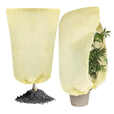 Nuangoo 2 pièces 80 × 120 cm Voile Hivernage Plante Exterieur, avec Fermeture à glissière et Cordon de Serrage, Tissu Non tissé épais, Convient aux oliviers et Palmiers en Pot