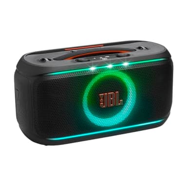 JBL PartyBox on-The-Go 2, Enceinte de fête Bluetooth Portable avec Micro sans Fil, lumière Dynamique, 15 Heures d’autonomie, étanchéité IPX4, Son JBL Pro et Connexion Multi-Enceintes Auracast, Noire