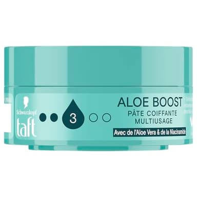 TAFT, Schwarzkopf, Pâte Coiffante Cheveux, Fixation Moyenne, Aloe Boost, Multi-usage, Aloe Vera et Niacinamide, Volume dès la racine, Effet cheveux densifiés, Hydratant, Définition longue durée, 75ml