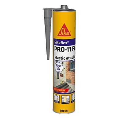 SIKA - Mastic polyuréthane PU tout en 1 - Sikaflex PRO 11 FC Purform Gris Béton - Collage puissant - Mastic multi-matériaux - Etanche - Intérieur et Extérieur - Construction et Bricolage - 300ml