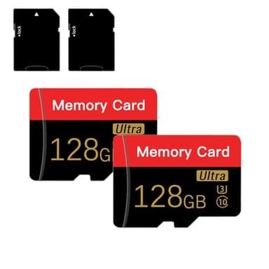2 Packs of 128GB Micro SD Cards with SD adapters for High-Speed Storage, Suitable for Tablets, Cameras, and Drones (Red Balk 128GB)