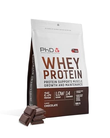 PhD Nutrition Whey Protein en poudre 500g Chocolat – Poudre de protéines riche en protéines avec 25g de protéines par portion, Informed Protein, enrichie en cultures bien tolérées