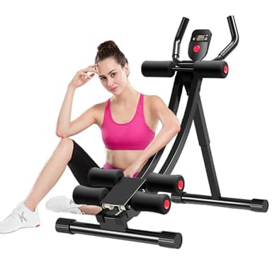 JOBUR Ab Machine Femme Exerciseur d'abdominaux à domicile 308lbs Compresseur d'abdominaux pliable Appareil de musculation pour abdominaux à 4 vitesses ajustables avec écran LCD