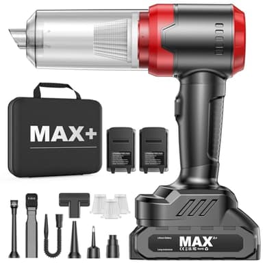 Aspirateur à Main, 28000PA Aspirateur de Voiture Puissant Portable, 2er 7500mAh Batteries Rechargeables, 3 en 1 Aspirateur sans Fil pour Poils d'Animaux, Voiture, Maison, Bureau, Cuisine(Noir)