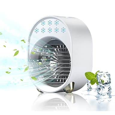 Mini Climatiseur Portable, Mobile Sans Évacuation, Ventilateur Silencieux Chambre, Clim Portable Rechargeable USB Petit Humidificateur Air 3600mAh 4 en 1