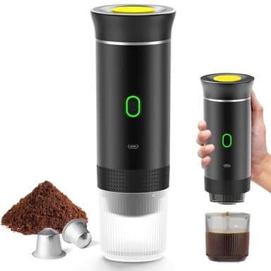 Machine à Café Multi Capsules, 3 En 1 Cafetiere Expresso, 4 à 6 Minutes D'Auto-Chauffage, Petites Capsules, Grandes Capsules, Café Moulu, Cafetiere Portable Pour Bureau, Maison, Voiture (noir)