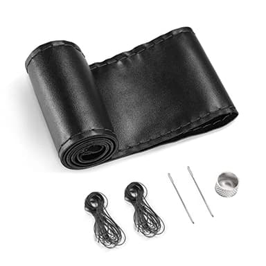 SEG Direct Housse de Volant en Cuir Véritable, Coudre sur Wrappour, Volants Ronds et de Type D de 37 à 39 cm, Noir
