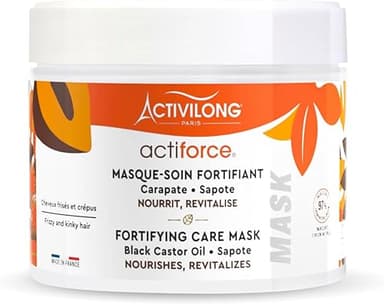 ACTIVILONG - Masque-Soin Fortifiant Actiforce - Cheveux Frisés Et Crépus - Nourrit, Revitalise Et Démêle - 97% D'Ingrédients Naturels - Made In France - 300ml