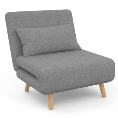 IDMarket - Fauteuil Convertible Romeo lit d'appoint 1 Place 80x190 cm Tissu Gris Clair