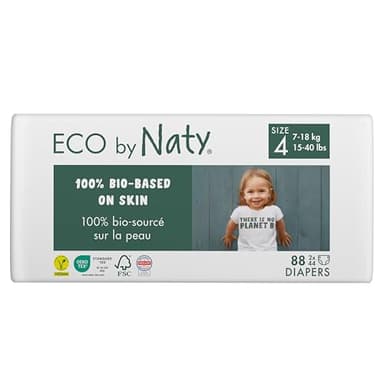 ECO by Naty Couches Ecologiques pour Bébé - Couches écologiques à base de plantes, parfaites pour la peau sensible de bébé et qui empêchent les fuites (Taille 4 - 88 couches)