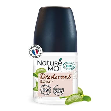 Naturé Moi - Déodorant roll-on - Efficacité 24h - Déodorant homme à l'Aloe Vera Bio et au Magnésium - Parfum Boisé - 99% d'Origine Naturelle - 50 ml - Fabriqué en France