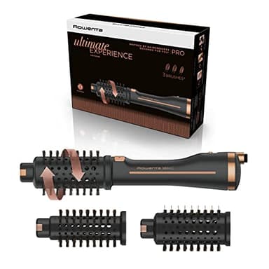 Rowenta Brosse soufflante rotative 2-en-1, Sèche, Coiffe les cheveux, 3 brosses incluses, Réduit l'électricité statique et les frisottis, Ultimate Expérience, Noir/cuivre CF9620F0