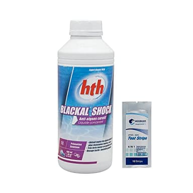 HTH BLACKAL Shock Liquide - 1L | Anti-Algues Curatif Choc - Concentré + 10 Tests HPS OFFERTS 6 en 1