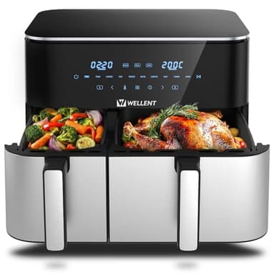 Air Fryer 11L Double friteuse sans huile XXL(4+7L) 2 compartiments Airfryer 2600w Dual Zones,10-in-1 Programmes, Écran Tactile & fonction SYNC, Rappel de Secousse, passe au lave-vaisselle
