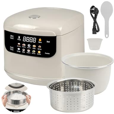 Cuiseur à riz Low Sugar 2 l avec fonction Low Carb et cuiseur vapeur, cuiseur à riz 10 en 1 avec minuterie 24 h et fonction de maintien au chaud 8 h, facile à nettoyer
