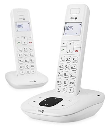 Doro Comfort 1015 Duo Téléphone sans Fil DECT pour Seniors avec Répondeur, Fonction d'Appel Interne/Intercom et Mains-Libres (Blanc)