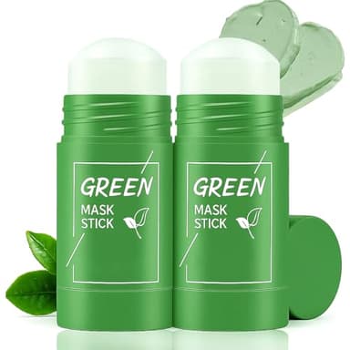 Lot de 2 Masque Visage au Thé Vert – Stick Nettoyant Purifiant Anti-Points Noirs – Contrôle du Sébum & Hydratation – Pour Tous Types de Peau