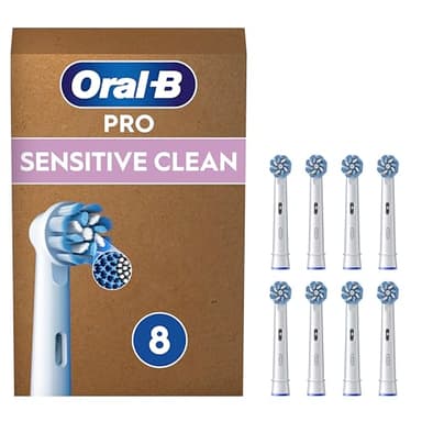 Oral-B Lot De 8 Brossettes De Rechange PRO Sensitive Clean, AUTHENTIQUES, Blanches, Brins Ultra Doux Pour Les Gencives Plus Saines, Embouts Pour Brosses A Dents Electriques Oral B Pro