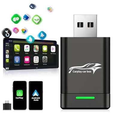 Carplay sans Fil & Adaptateur Android Auto sans Fil, 2 en 1 Dongle Carplay sans Fil Convertir CarPlay Filaire en sans Fil, 5G WiFi,Plug & Play,Dongle Car Play pour iOS 10+ & Android 11+ Stable Control