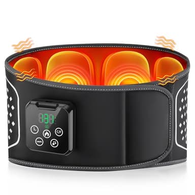 Ceinture Lombaire Chauffante Sans Fil, 3 Modes de Massage à Air, 3 Modes de Vibration, 4 Niveaux de Chaleur, Coussin Chauffant Dos pour Soulager des Douleurs Lombaires, 4000mAh, Écran Tactile