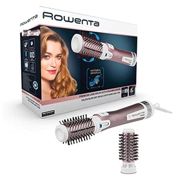 Rowenta Brosse rotative à air chaud, Poils naturels, Enduit de kératine de cachemire, Protège les cheveux, 2 accessoires inclus, Brush Activ Premium Care CF9540F0