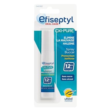 Efiseptyl - Spray Buccal Protection Halitose Oxi-Pure - Haleine Fraîche 12h - Efficacité Prouvée - Sans Sucre et Sans Alcool - 9 ml
