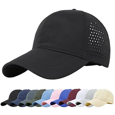 Baynetin Casquette de Baseball Séchage Rapide Homme, Unisexe Chapeau de Sports- Maille Pliable Protection Contre Soleil Légère Respirante Réglable (Noir)
