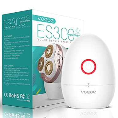 VOGOE Rasoir Electrique Femme - Indolore & Imperméable, Rechargeable, Rasoir Femme Electrique Pour Visage Corps Bras Jambes et Bikini, Rasoir Femme ES300