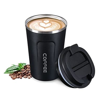 Flintronic Tasse à Café Isotherme,Tasses à café de voyage Mug de Voyage en Acier Inoxydable, Étanches Tasse de Voiture à Double paroi Tasse Isotherme (avec1*Brosse Incluse)