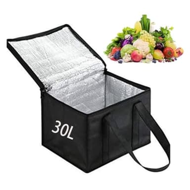 KOMUNJ Sac isotherme, 30L, pour Thermotasche, sac à déjeuner pour pique-nique en plein air, camping, transport de nourriture, 41 * 26 * 33 cm, Noir